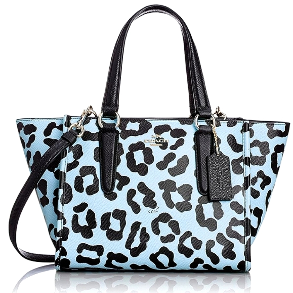 Coach EUC Blue Leopard Print RARE Leather Satchel